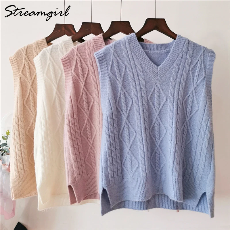 Женский свитер с v образным вырезом вязаный жилет без рукавов женский весенний