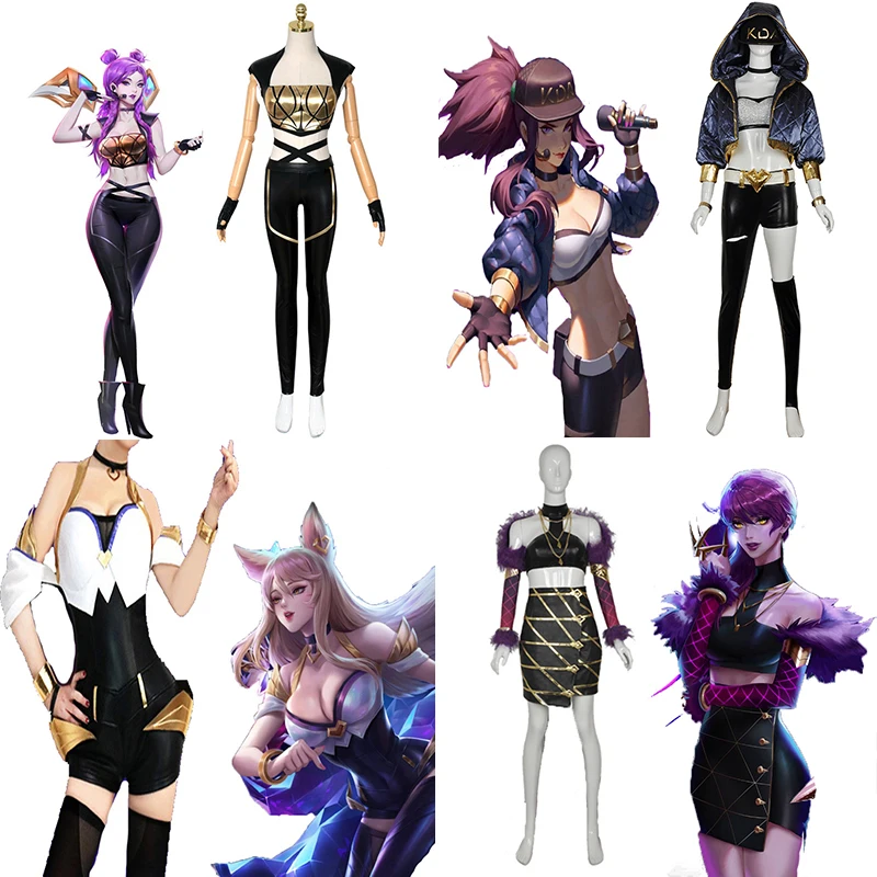 

Game LOL Cosplay Costumes KDA Akali Kaisa Ahri Evelynn Cosplay Costume Halloween Carnival Party Women Cosplay Costume