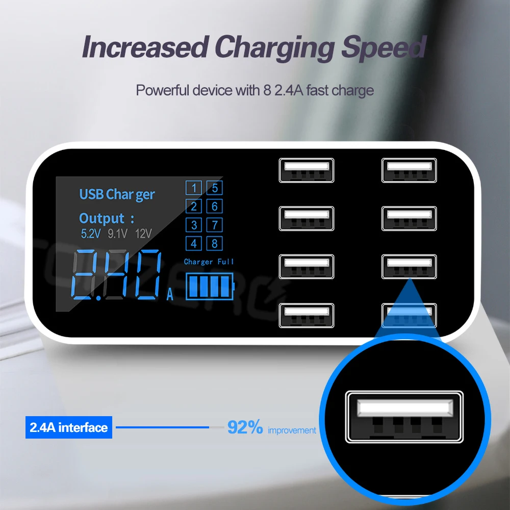 Автомобильное зарядное устройство TOPZERO с 8 USB портами 40 Вт А|Зарядные устройства