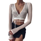 Кардиган женский сетчатый прозрачный, дышащий, с длинным рукавом, на шнуровке, на лето, 2020