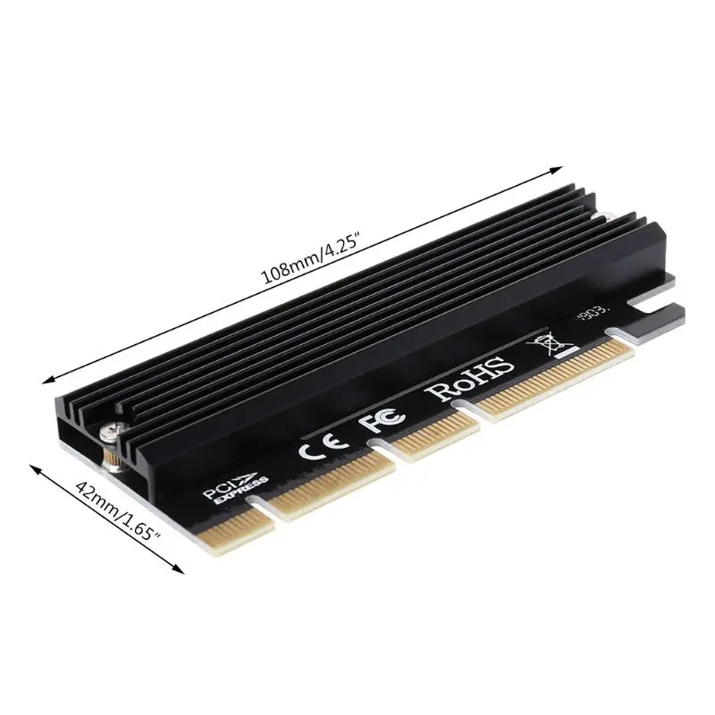 

PCI Express 3.0 x16 to PCIe-based NVMe and AHCI SSD Adapter Card with Heat Sink M2EC