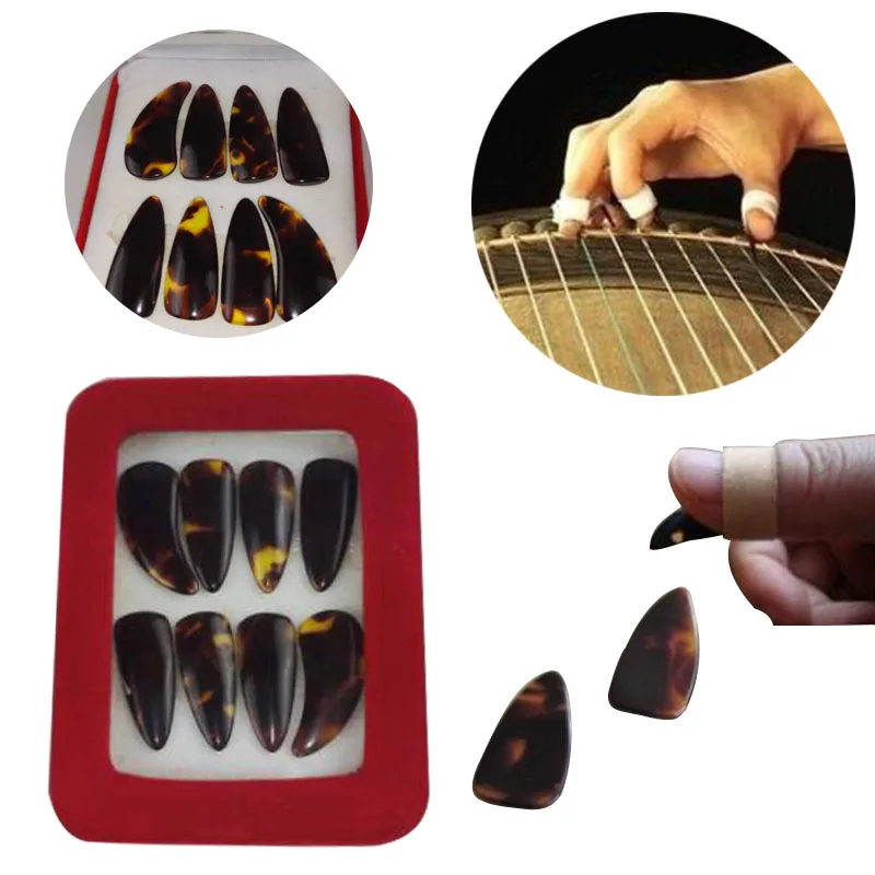8 шт./компл. guzheng выбирает Gu Zheng ногти Пальцы с коробкой над струнами Музыкальные инструменты аксессуары