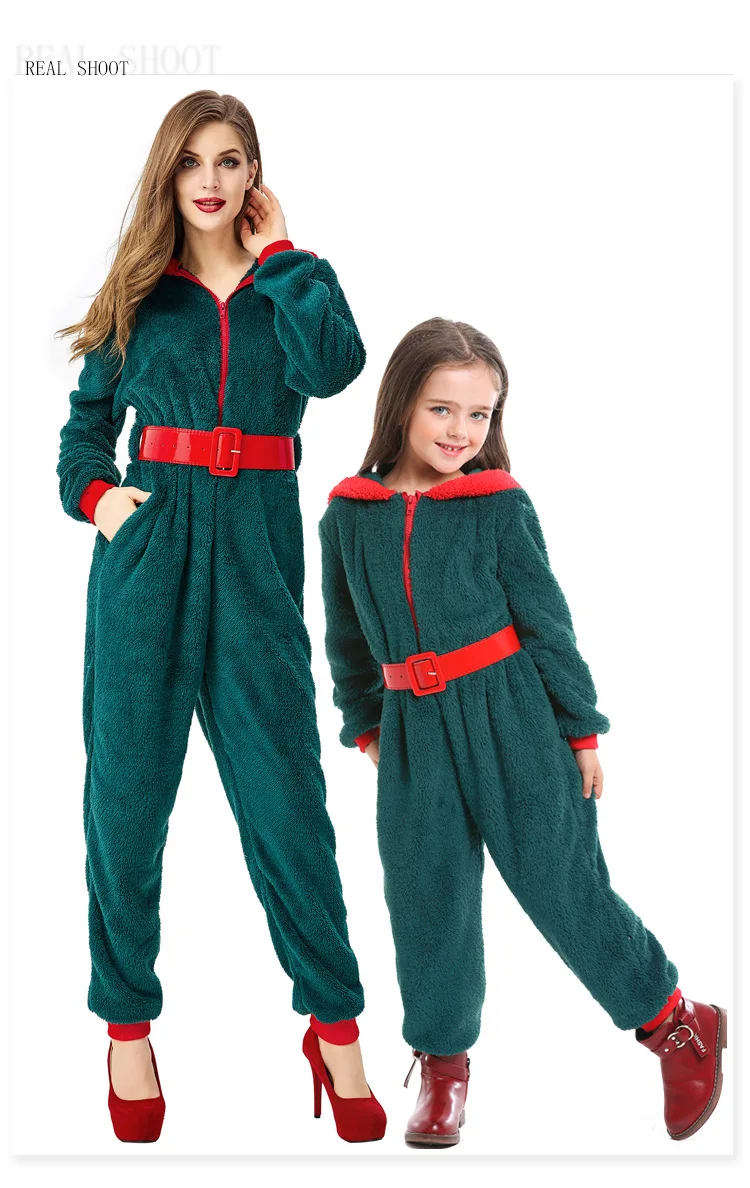 Флисовый кигуруми Рождественский костюм Санта-Клауса для мамы и детей косплей