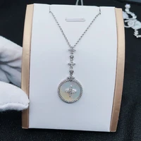 fashion silvery necklace shell round pendant dainty star design adjustable sweater chain womens wedding party luxury jewelry