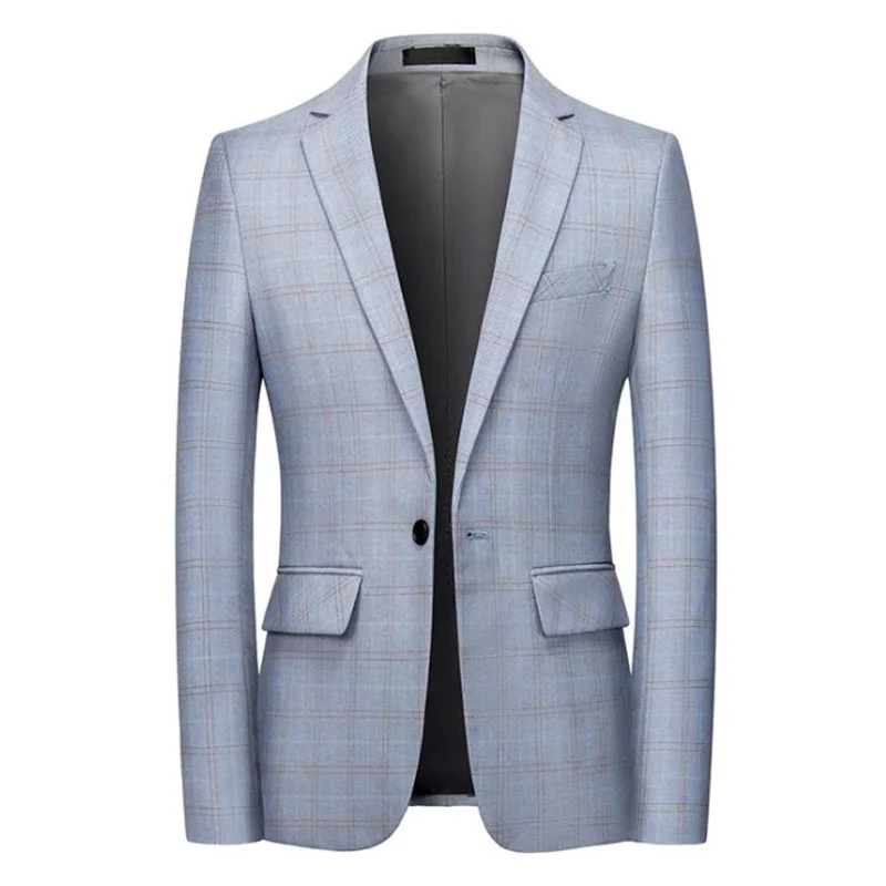 New men's single suit korean youth fashion casual business plaid one button jacket костюм куртки robe de soirée de mariage