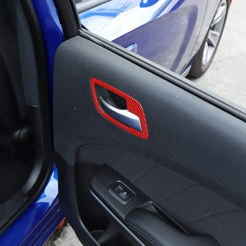 

for Dodge Charger 2011-2021 Car Inner Door Handle Bowl Cover Trim Decoration Frame Accessories, Red Carbon Fiber, 4PCS