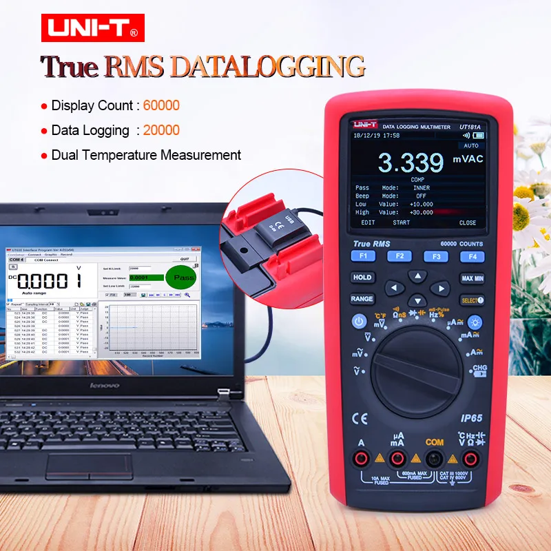 

True RMS цифровой мультиметр UNI-T UT181A тестер напряжения тока/фильтр низких частот/двойной темп измерения/UTD07A bluetooth