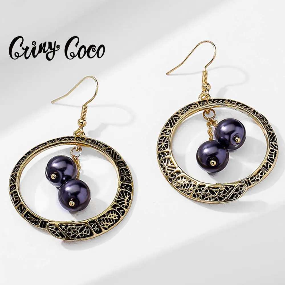 

SophiaXuan Women Hawaiian Black Pearl Beads Drop Earrings 2020 Geometric Luxury Tattoo Earring Type Fine or Fashion Style Gender