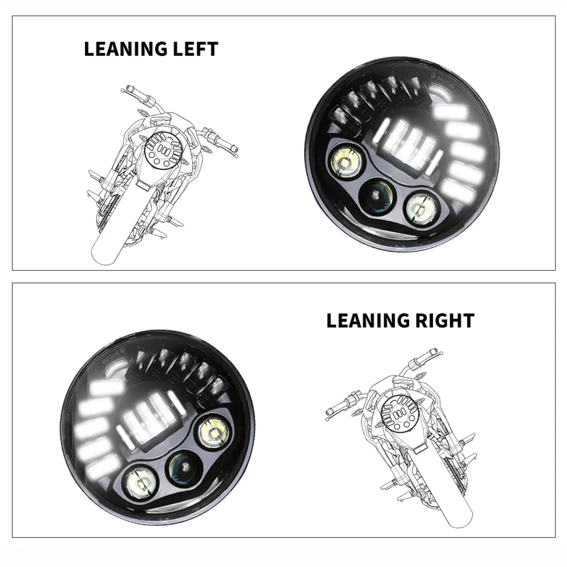 7 дюймовая светодиодная черная/хромированная круглая Адаптивная мотоциклетная