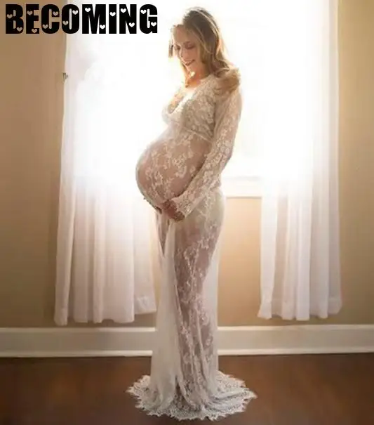 Платье для беременных фотосессии реквизит кружевное платье макси большой размер