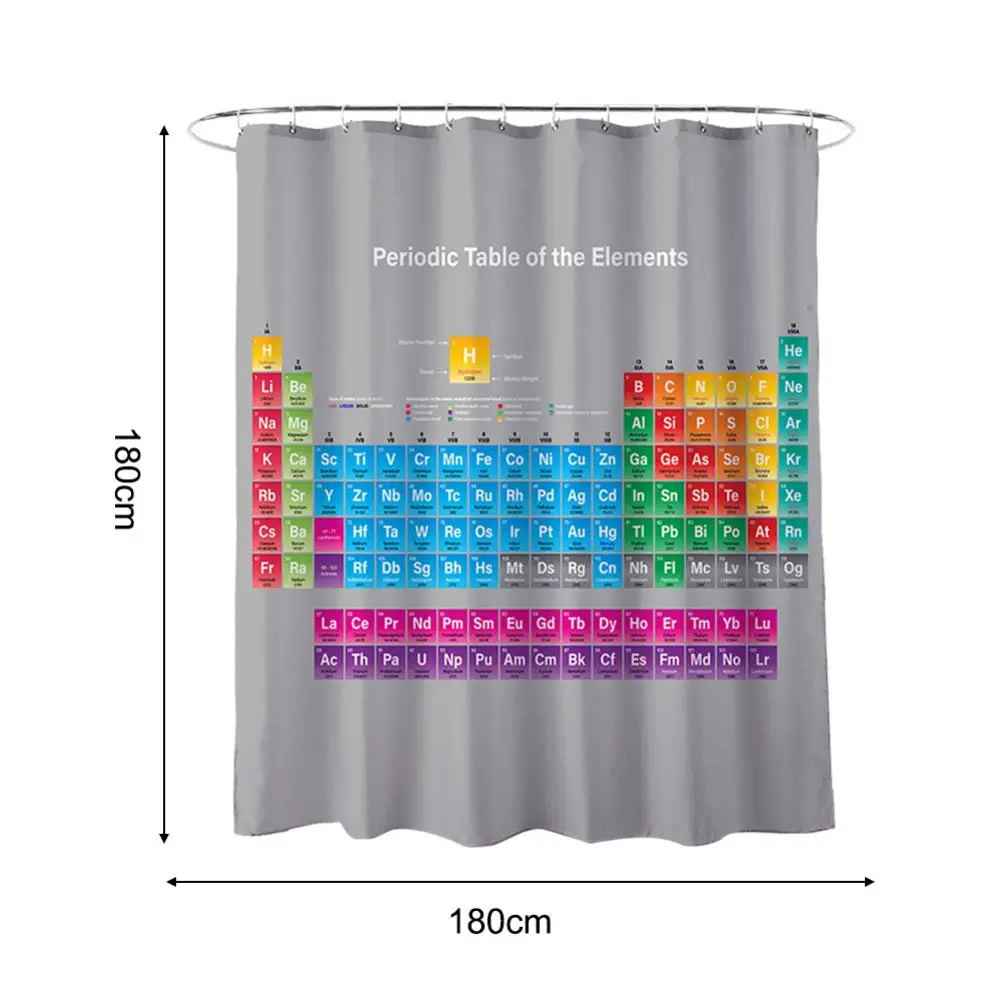 

Periodic Table Of Elements Bathroom Curtains Waterproof Mildewproof 3D Print Shower Fabric Curtain For The Bath 180*180cm