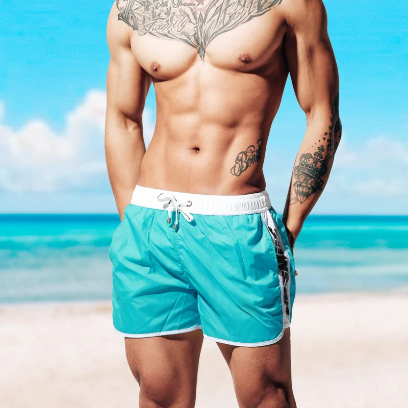 

2020 Waterproof Board Surfing Swim Shorts Men Swimwear Mens Swimming Shorts Trunks Lined Beach Boardshorts Workout Sport Sport