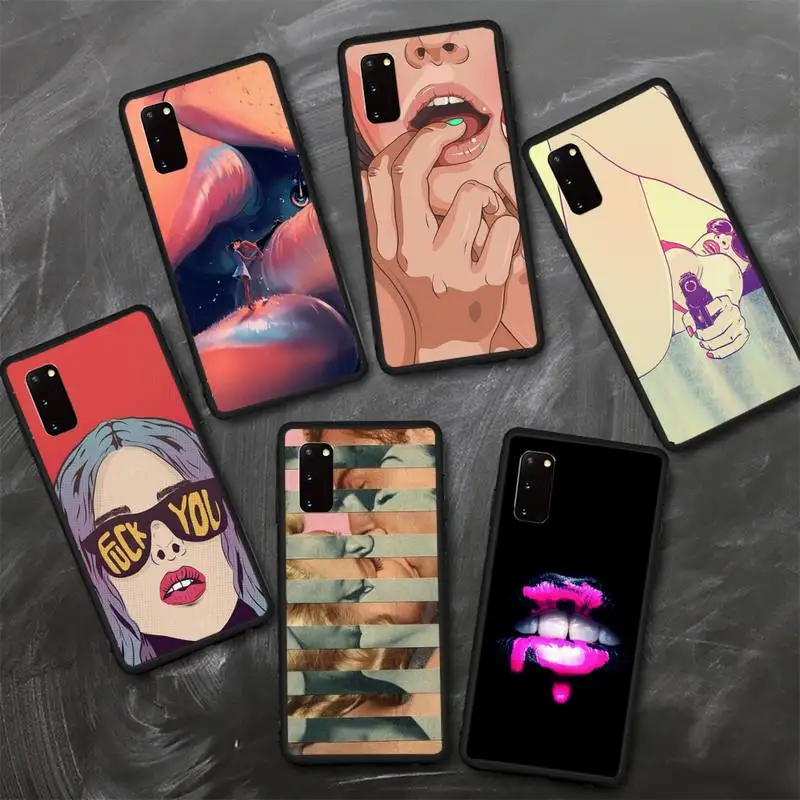 

Fashion woman Lips Phone Case for Samsung A6 A9 A10 A10S A20 A20S A30 A40 A50 A70 Plus soft cover Fundas