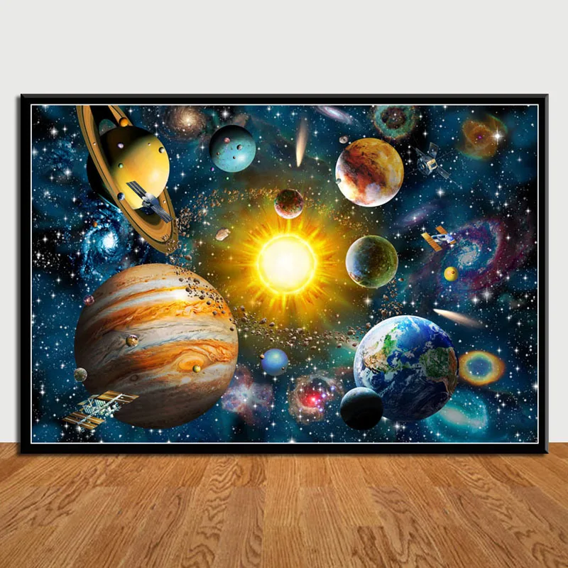 

Art Painting Hot Planets Solar System Galaxy Universe Modern Kid Gift Poster And Prints Wall Pictures Home Decor quadro plakat
