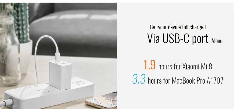 Xiaomi USB зарядное устройство 1A1C 30 Вт(макс) умный выход PD 2,0 QC 3,0 Быстрая зарядка type-C 5V = 3A 9V = 3A 15V = 2A 12V = 2.25A type-A