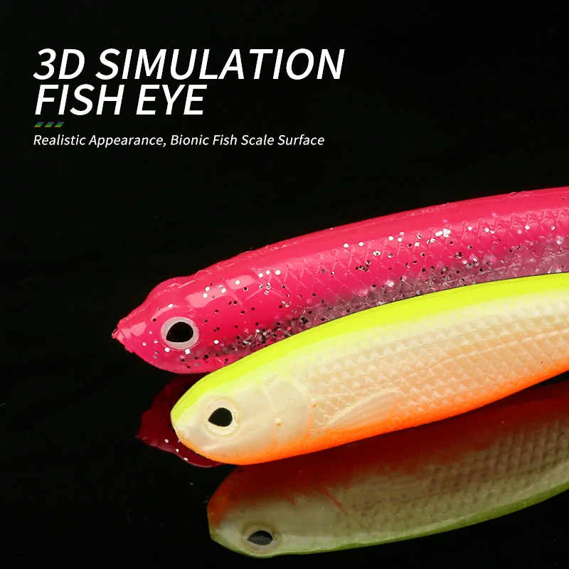 Ardea 3Pcs Silicone Bait 126/130mm 7.3/9.5g Forked fishtail Soft Artificial Lure 3D eyes Fish shape Wobblers Worm Fishing Lures