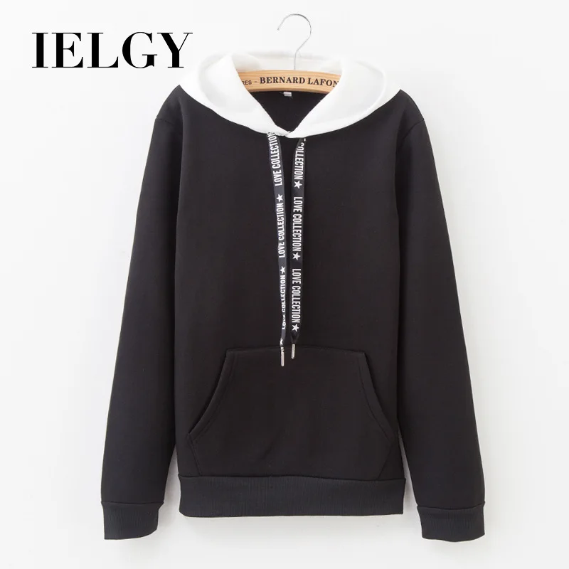

IELGY Women's sweaterPatchwork winter fleece pocket trendy sweatshirt