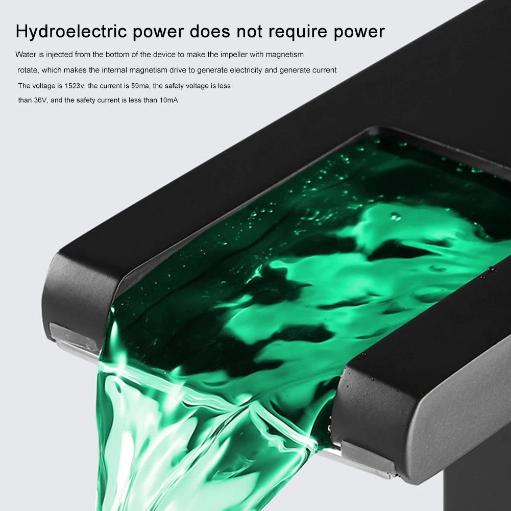 

Bathroom Faucet Lavatory Temperature Color Changing LED Light Modern Mixer Tap