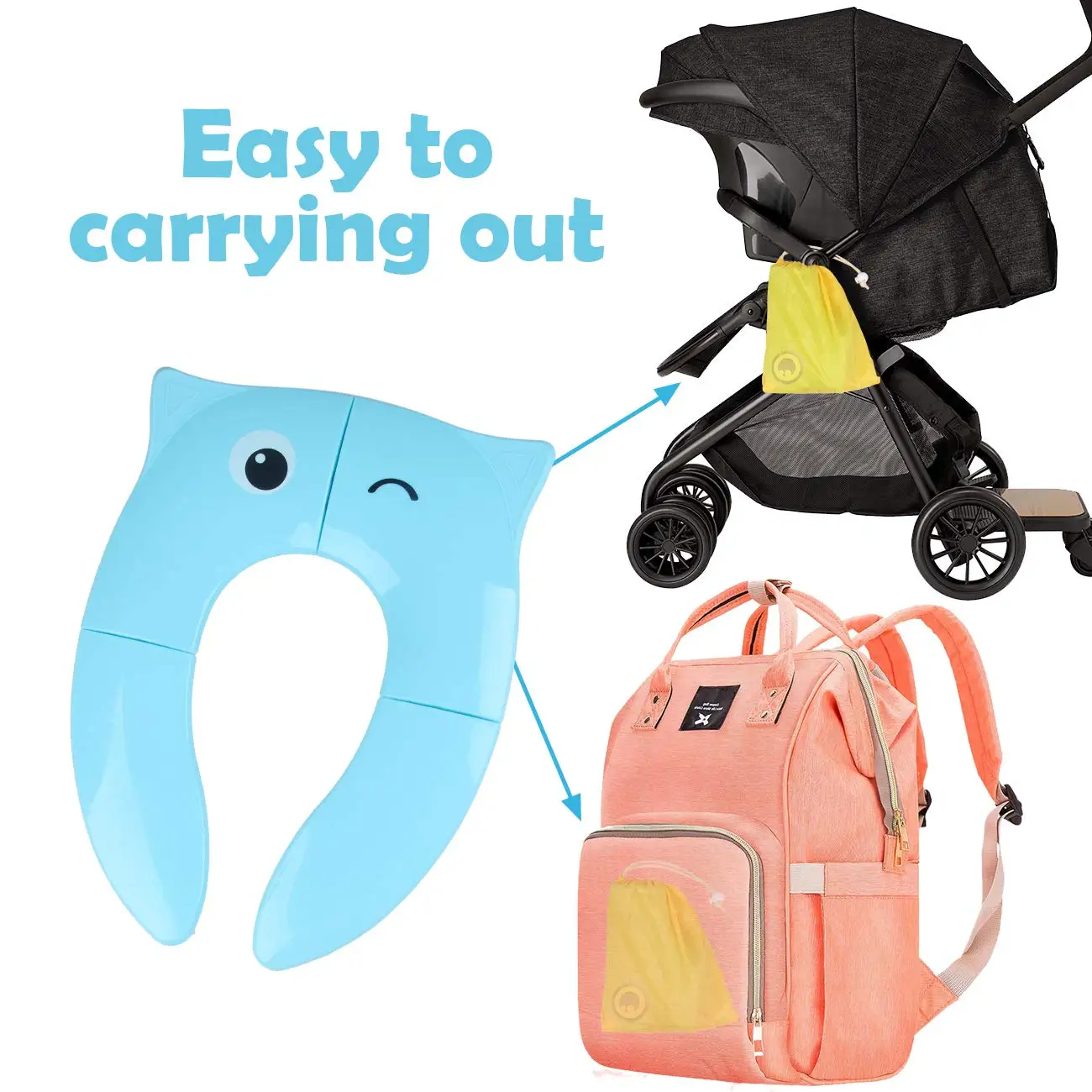Travel Portable Folding Potty Training Toilet Seat Cover, Non Slip Silicone Pads, Suitable for Kids Baby Boys and Girls
