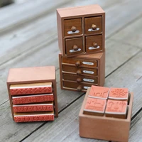 vintage drawer cat sewing machine lace wooden rubber stamps set diy rubber stamp for card making journal scrapbooking decoration