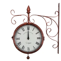 indoor outdoor hanging double sided wall clock study home decor easy read analog garden iron art living room vintage antique