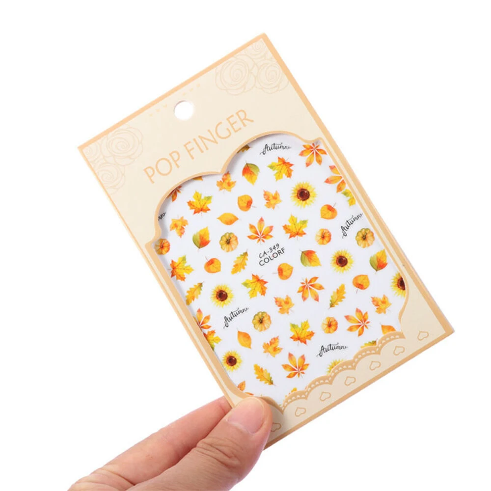 1 лист 3d наклеек на ногти кленовые листья осенняя Тема Слайдеры для декора ногтей