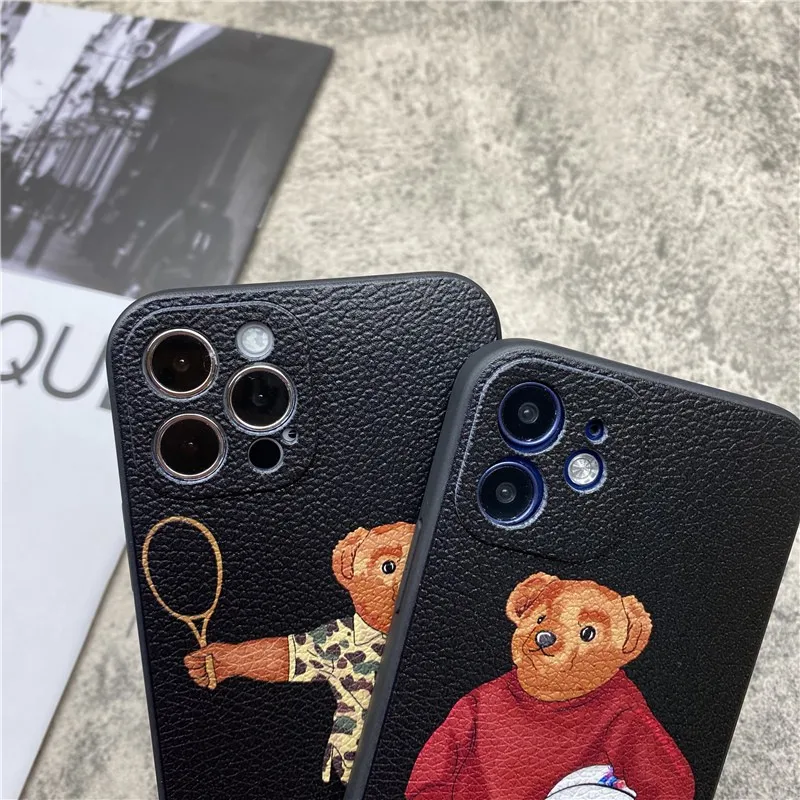 

luxury bear Camo soft Case For iPhone 11 12 Pro Max mini 7 8 6 6s Plus XR X XS MAX se silicon phone Cover Casual style fundas