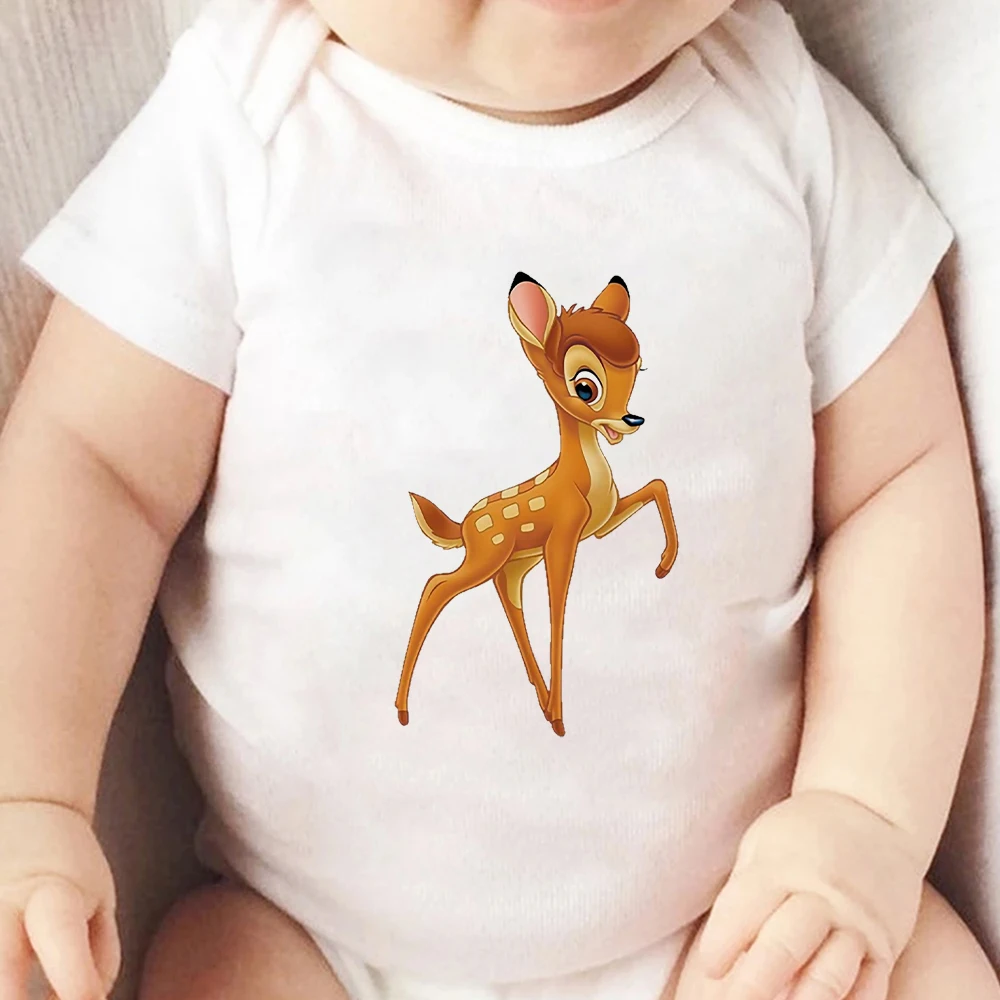 

Disney Baby Girl Boy Toddler Jumpsuit Bambi Print Baby Romper Y2k Graphic Infant Bodysuits White-tailed Deer Hot Newborn Clothes