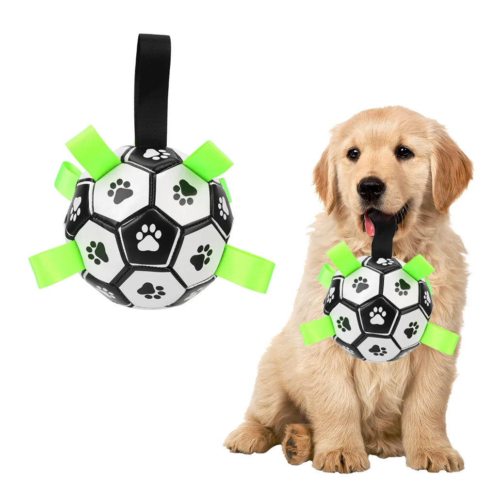 Interactive Pet Football Toys With Grab Tabs Dog Bite Chew Balls Pets Accessories Puppy Outdoor Training Soccer 15cm