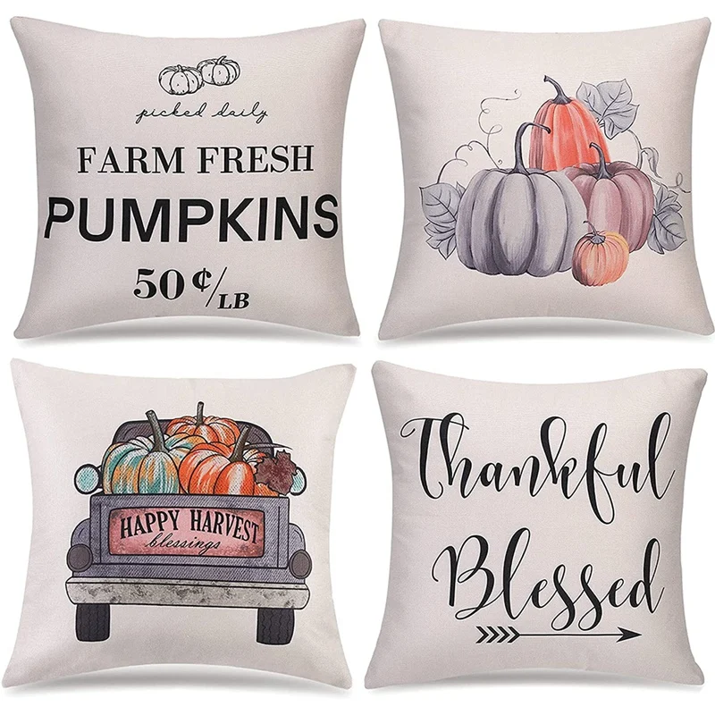 

Fall Decor Fall Pillow Covers 18X18, Farmhouse Thanksgiving Pumpkin Decorations Throw Pillow Covers for Home