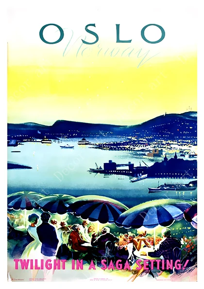 Норвежская карта Осло Норге Fjords винтажная Ретро путешествия классические