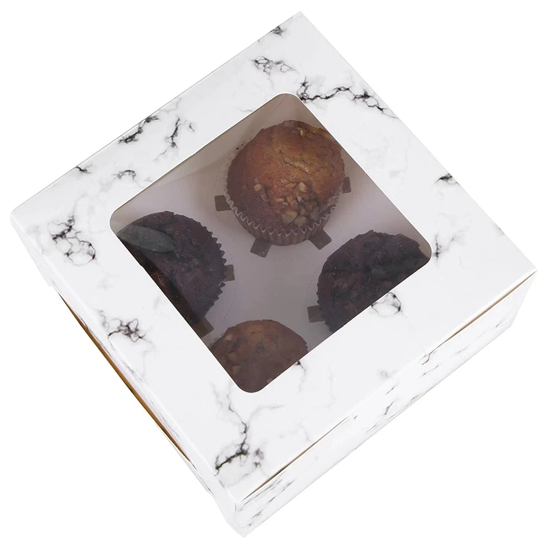 

20 Packs Cupcake Boxes Cupcake Containers Carrier Holders with Inserts and Windows Fits 4 Cupcakes,Muffins,Cookies