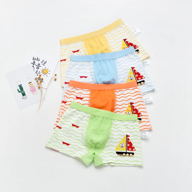 4 шт./лот трусы боксеры для мальчиков смешанного дизайна нижнее белье из хлопка