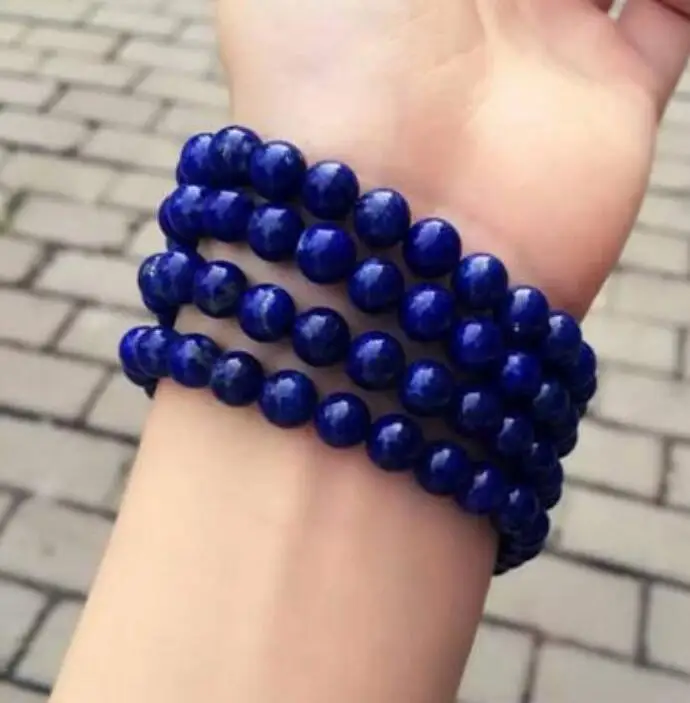 

Designer Fine Jewelry free shipping Natural Lapis Lazuli Royal Blue Gemstone 108 Prayer Beads Bracelet 8mm AAAA