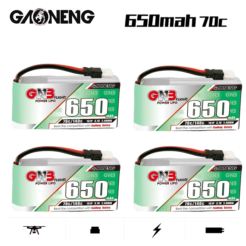 

4PCS/Set GNB 650mah 3.7V 1S HV Lipo battery 70C/140C with Molex 51005 Plug for Micro Four Axis FPV Drone Helicopter RC Drone