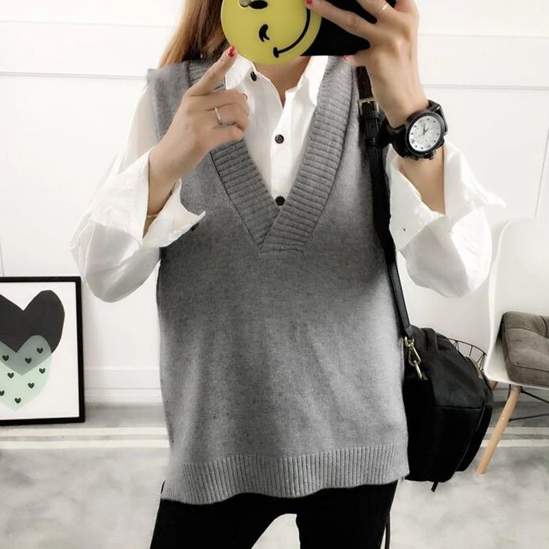 Весна 2021 вязаный жилет с V-образным вырезом женский свитер осень и зима новый