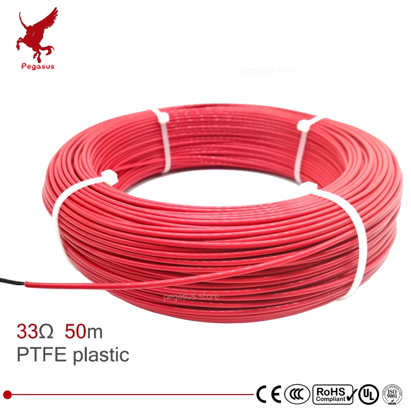 Многофункциональный нагревательный кабель из углеродного волокна PTFE 30 м 12k 33 Ом