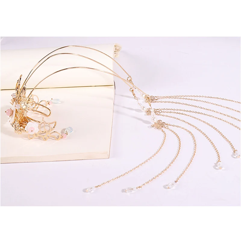 

QIANJI Children's Hanfu headdress, hair crown, ancient style, tassel, ancient costume, top hairpin, hair ornament