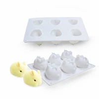 3d rabbit shape silicone cake mold 6 cavity mousse dessert baking bunny mold chocolate bakeware pastry decorating diy mould