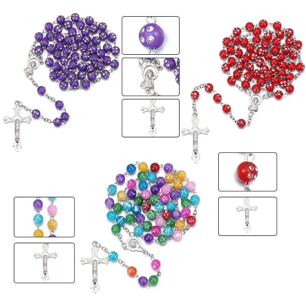 

1 PC Teenage Girl Gifts Necklace Set Women Various Styles Catholic Necklace Rosary Beads Cross Rosary