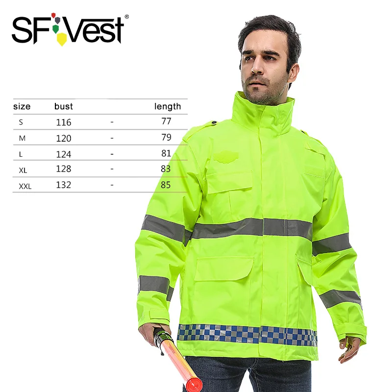 SFVest флуоресцентный желтый светоотражающий дождевик с высокой видимостью