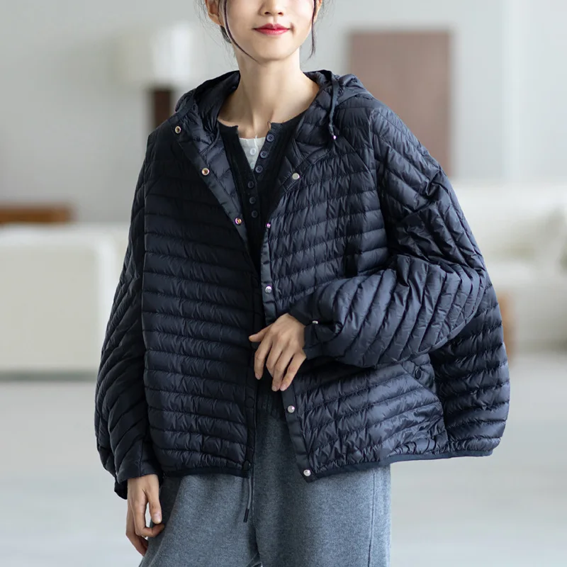Vintage Women Oversized Down jacket Fall Winter Casual 2022 New Ultra Light Lantern sleeve Down coat Short Elegant YNZZU 1O306
