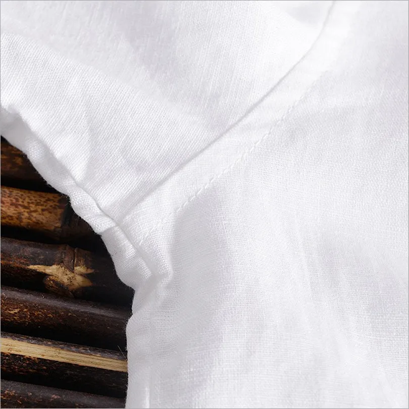 

men's sleeve flower print summer men short sleeves pure linen shirt male half open collar causal shirts