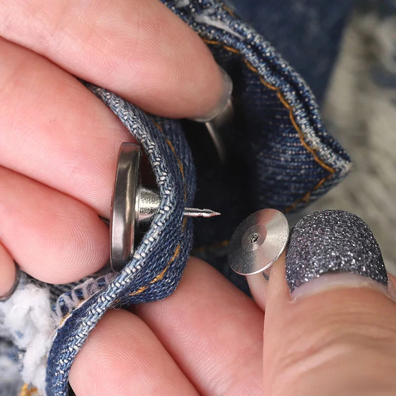 5Pcs Snap Fastener Metal Buttons for Clothing Jeans Perfect Fit Adjust Button self Increase Reduce Waist Free Nail Sew Botones - купить по