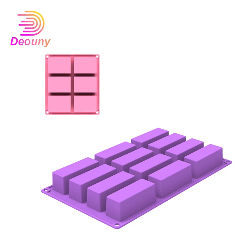 

DEOUNY 6/12 Holes Rectangle Shapes Silicone Cake Chocolate Mold Soap Biscuit Cookie Fondant Mould Baking Tool Bakeware Accessory