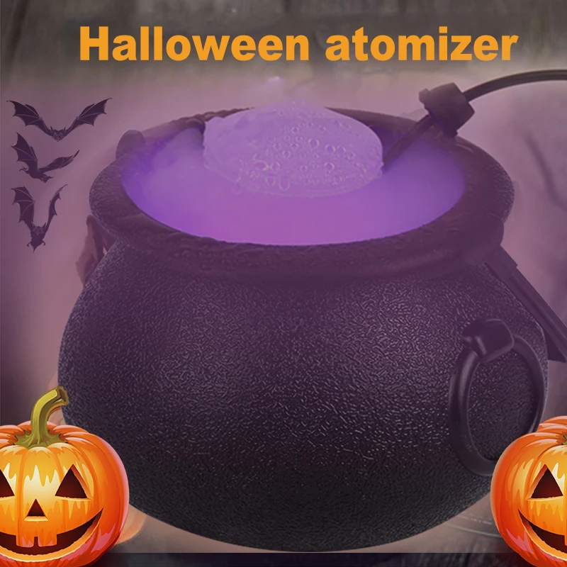 

16W Halloween Smoke Machine Fog Mist Maker Color Changing Cauldron Shape Smoke Machine Fogger Party Decoration Prop