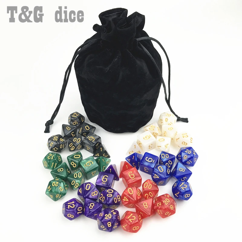 7 шт. * 6 комплектов игральные кости DnD наборы перламутровый эффект D4 D6 D8 D10 % D12 D20 с