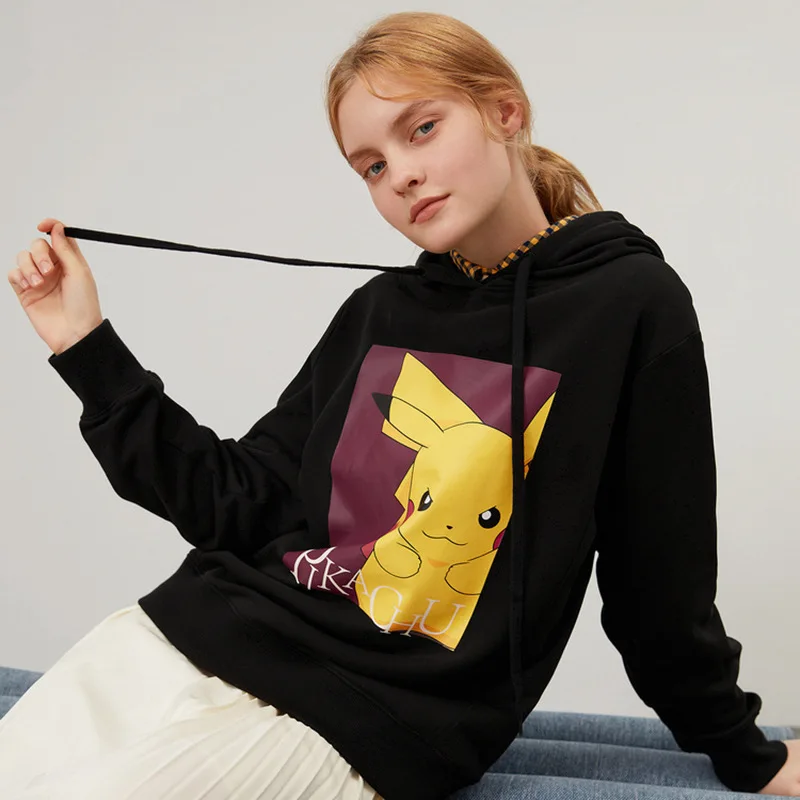 Толстовка Pokemon Pikachu с капюшоном забавная пика каваи женская одежда 90 е ульцзанг
