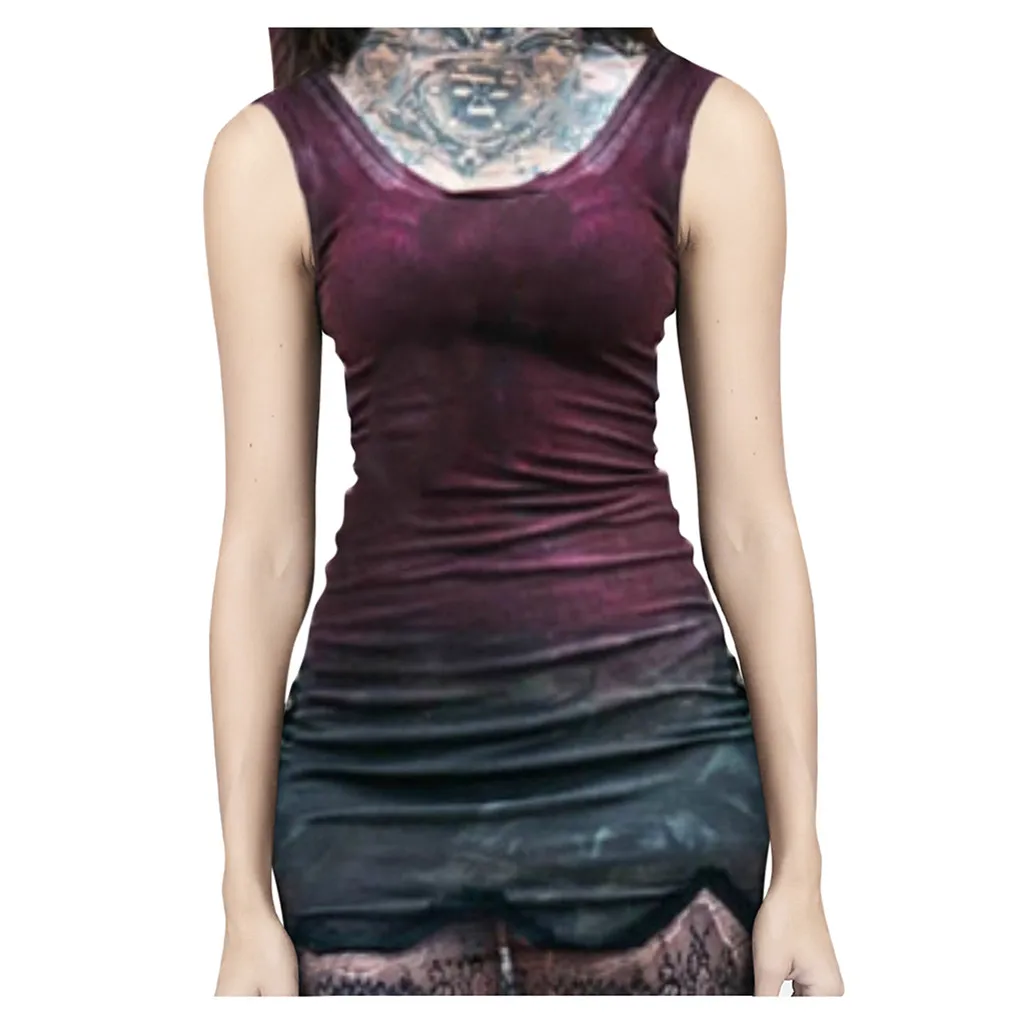 Укороченный топ сексуальная женская одежда без рукавов с градиентом облегающее