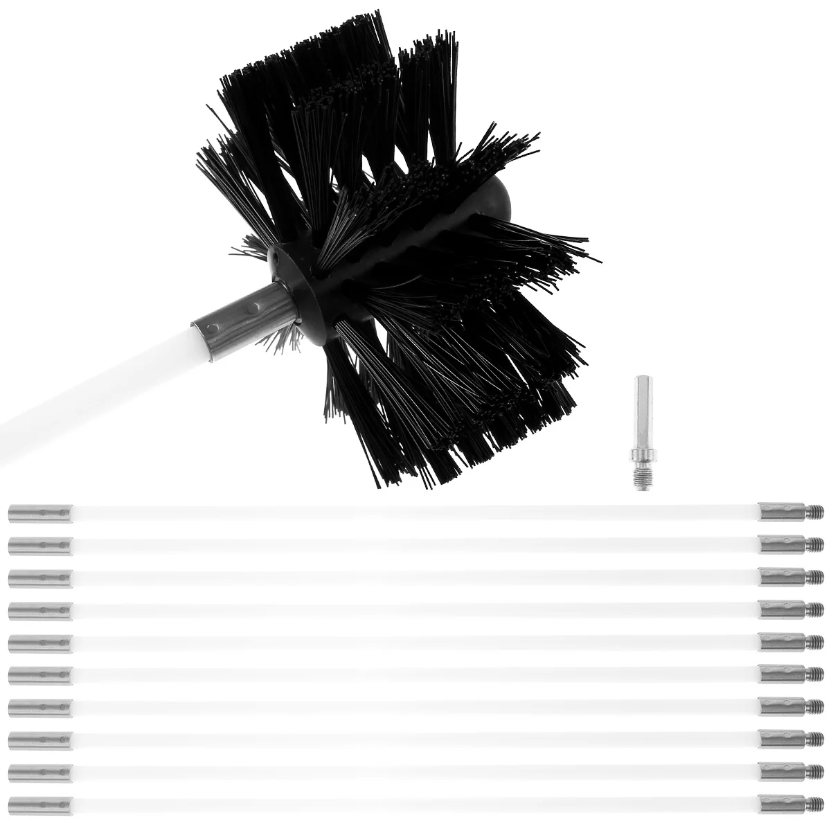 

Nylon Brush head &10pcs Flexible Rods Chimney Cleaner Sweep Rotary Fireplaces Inner Wall Cleaning Brush Cleaner Chimneys Access